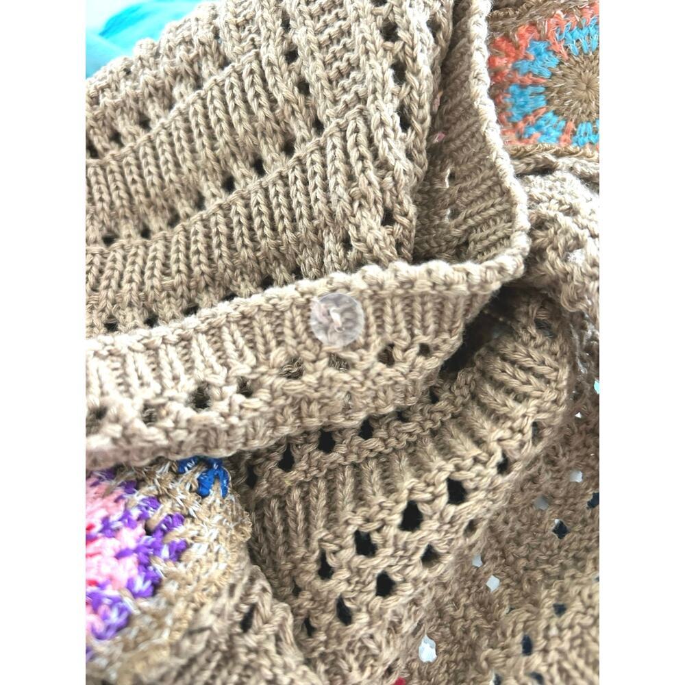 Boho Crochet Knit Crossbody Bag Granny Square Brown Festival Shoulder Purse - Picture 5 of 6